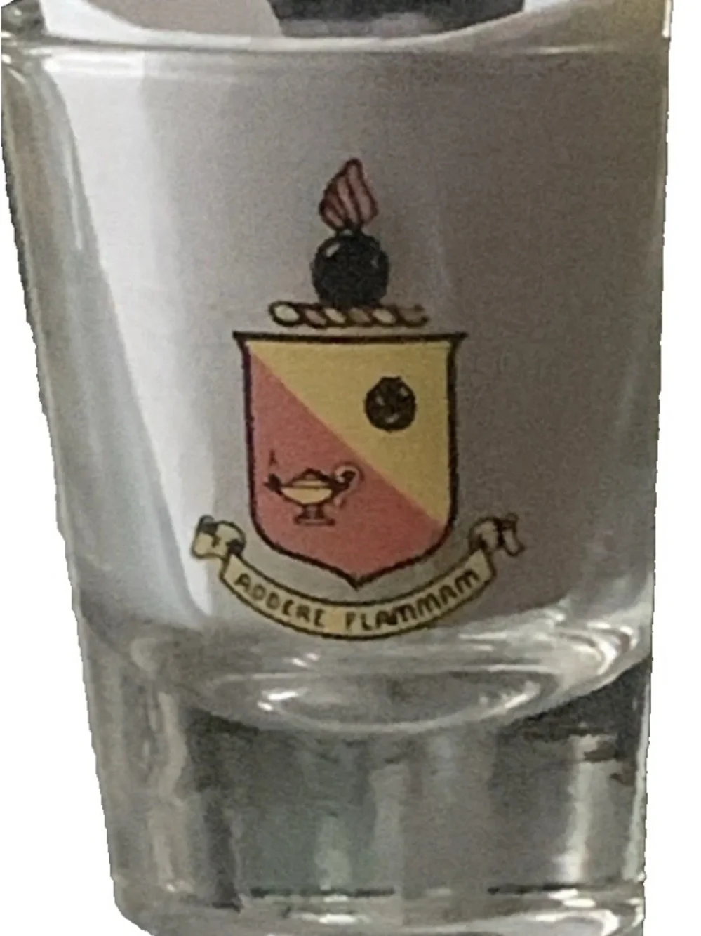 Vintage US Army Ordinance School Addere Flammam Shot Glass Shotglass